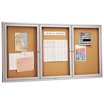 Quartet 2366 Enclosed Bulletin Board, Natural Cork/fiberboard, 72 X 36, Silver Aluminum Frame