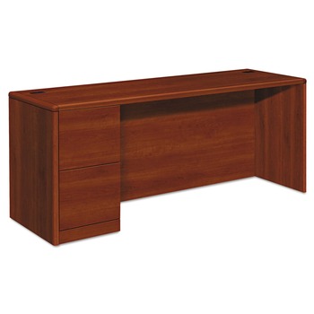 HON 10700 Series 72 in. x 24 in. x 29.5 in. Left Pedestal Credenza - Cognac