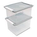 Office & Office Supplies | Storex 61530U04C 13.9 in. x 18.3 in. x 10.6 in. Legal/Letter Tote with Locking Handles - Clear/Silver (4/Carton) image number 2