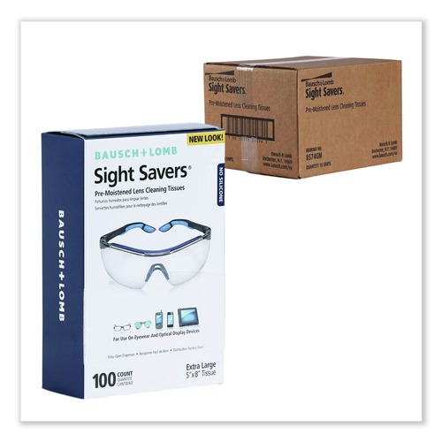 Labor Day Sale! Save $30 off $199! | Bausch & Lomb 8574GM 8 in. x 5 in. Sight Savers Premoistened Lens Cleaning Tissues (1000/Carton) image number 0