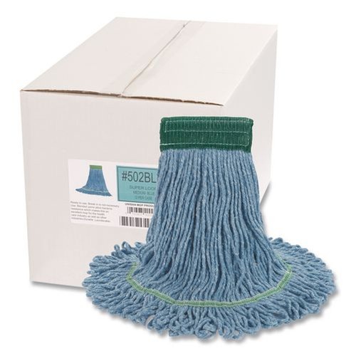 Cleaning & Janitorial Supplies | Boardwalk BWK502BLCT 5 in. Headband Super Loop Cotton/Synthetic Fiber Wet Mop Head - Medium , Blue (12/Carton) image number 0
