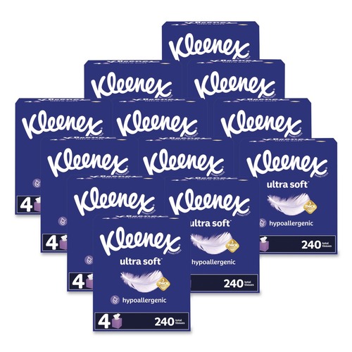 Paper Towels and Napkins | Kleenex 54308 Ultra Soft 3-Ply Facial Tissue - White (12/Carton) image number 0
