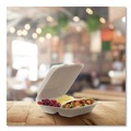 Food Trays, Containers, and Lids | Dart 80FBRHT3 8.65 in. x 7.94 in. x 2.98 in. 3-Compartment ProPlanet Seal Compostable Molded Fiber Hinged Trays - Natural (200/Carton) image number 5