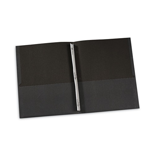 Universal UNV57114 11 in. x 8-1/2 in. Two-Pocket Portfolios with Tang Fasteners - Black (25/Box) image number 0