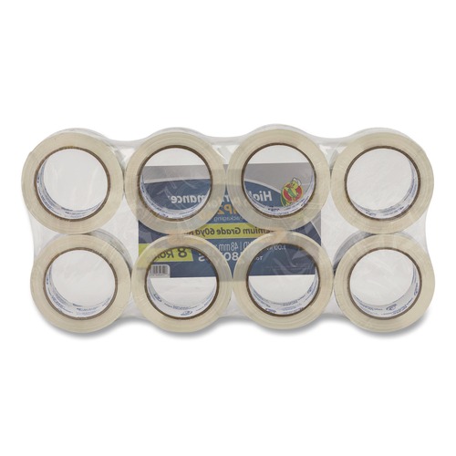 Duck Brand Clear Carton Sealing Tape – 1.88" X 60yds (3" Core) – 8-Pack Value Bundle