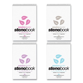 Roaring Spring 12354 6 in. x 9 in. Assorted Color 80-Sheets Gregg Rule EnviroShades Steno Pad - White Cover (24/Carton)