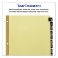Office Jansan | Avery 11351 11 in. x 8.5 in. 12-Tab Jan. to Dec. Preprinted Black Leather Tab Dividers w/Gold Reinforced Edge - Buff (1-Set) image number 3