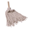 Mops | Boardwalk BWK120C 54 in. Natural Wood Handle/Deck Mops with #20 White Cotton Head image number 1