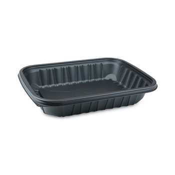 Pactiv Corp. YCNB12X96400 EarthChoice Entree2Go 11.75 in. x 8.75 in. x 2.13 in. 64 oz. Plastic Takeout Container - Black (200/Carton)