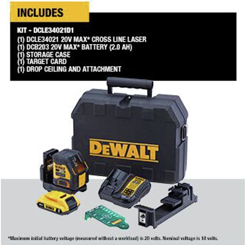 Dewalt 20V MAX Cordless Green Cross Line Laser Kit (2 Ah)