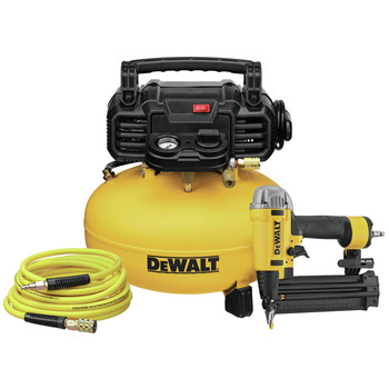 COMPRESSOR COMBO KITS | Dewalt DWFP1KIT 18 Gauge Brad Nailer and 6 Gallon Oil-Free Pancake Air Compressor Combo Kit