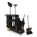 Office Furniture Accessories | Nexstep Commercial Products 96980 Premier Janitor Cart, 2 Shelves, Plastic, 18.25 x 44.5 x 38, Black image number 2
