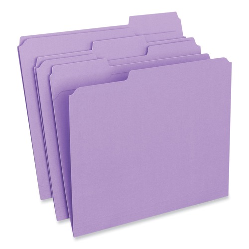  | Universal UNV16165 Reinforced 1/3-Cut Assorted Top-Tab File Folders - Letter Size, Violet (100/Box) image number 0