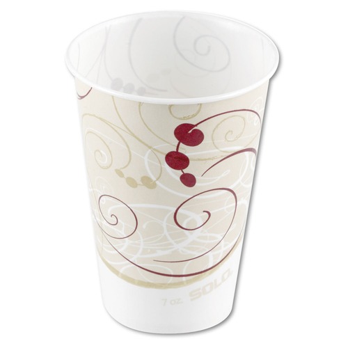 Cups and Lids | SOLO R7N-J8000 Symphony Design 7 oz. Wax Coated Paper Cups - Beige/White (2000/Carton) image number 0