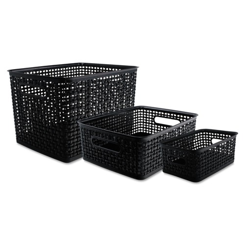 Office Jansan | Advantus 40329 13.63 in. x 10.75 in. x 9 in. Weave Bins - Black (3/Pack) image number 0
