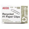 Office Jansan | ACCO A7072365A No. 1 Smooth Recycled Paper Clips - Silver (1000/Pack) image number 1