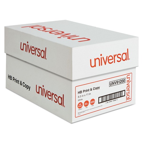 Cover & Cardstock | Universal UNV91200 8.5 in. x 11 in. 20 lbs. Bond Weight High-Bright Multipurpose Paper - White (10/Carton) image number 0