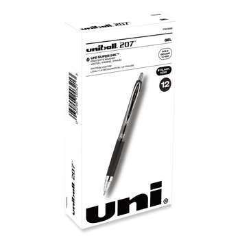 uni-ball 1790895 Signo 207 Bold 1 millimeter Retractable Gel Pen - Black Ink/Smoke/Black Barrel (1-Dozen)