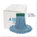 Cleaning & Janitorial Supplies | Boardwalk BWK502BLCT 5 in. Headband Super Loop Cotton/Synthetic Fiber Wet Mop Head - Medium , Blue (12/Carton) image number 5