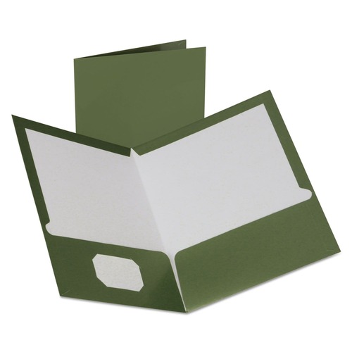 Office Jansan | Oxford 5049560 100-Sheet Capacity 8.5 in. x 11 in. Two-Pocket Laminated Folder - Metallic Green (25/Box) image number 0