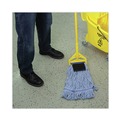 Mops | Boardwalk BWK902BL Loop-End Mop Head with Scrub Pad - Blue, Medium (12/Carton) image number 7