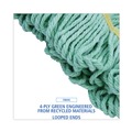 Mops | Boardwalk BWK1200LCT EcoMop Recycled Fiber Looped-End Mop Heads - Large, Green (12/Carton) image number 6