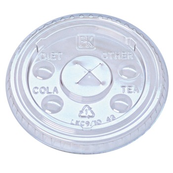Fabri-Kal Kal-Clear/Nexclear X-Style Straw Slot/Flavor Buttons Plastic Drink Cup Lids Fits 9 oz. to 10 oz. Cold Cups - Clear (2500/Carton)