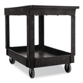 Utility Carts | Rubbermaid Commercial FG9T6700BLA 2 Shelves Plastic 500 lbs. Capacity 24 in. x 40 in. x 31.25 in. Service/Utility Carts - Black image number 2