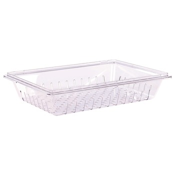 Carlisle 18 in. x 26 in. StorPlus Polycarbonate Plastic Food Storage Container Colander - Clear