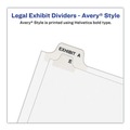 Office Jansan | Avery 01067 10-Tab 67 11 in. x 8.5 in. Preprinted Legal Exhibit Side Tab Index Dividers - White (25/Pack) image number 4