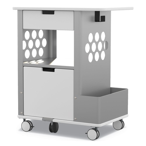 Office Carts & Stands | Safco 5202WH 150 lbs. Capacity 28 in. x 20 in. x 33.5 in. Mobile Storage Cart - White image number 0