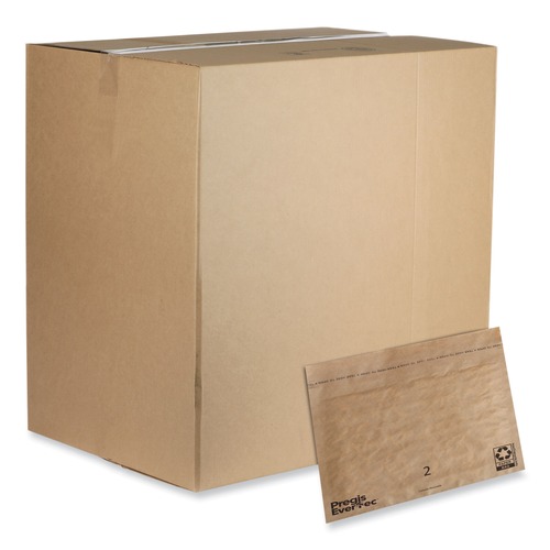 Mailing, Packing & Shipping | Pregis 4083814 EverTec 12 in. x 9 in. No. 2 Self-Adhesive Closure Kraft Paper Curbside Recyclable Padded Mailer - Brown (100/Carton) image number 0