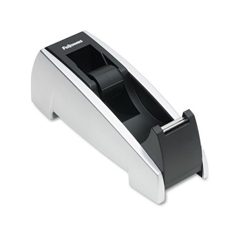 Fellowes Mfg Co. Office Suites Desktop Plastic Tape Dispenser with 1 in. Core - Black/Silver