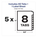 Office Jansan | Avery 11422 Index Maker 11 in. x 8.5 in. 8-Tab Copiers Print and Apply Clear Label Dividers - White (5/Pack) image number 5