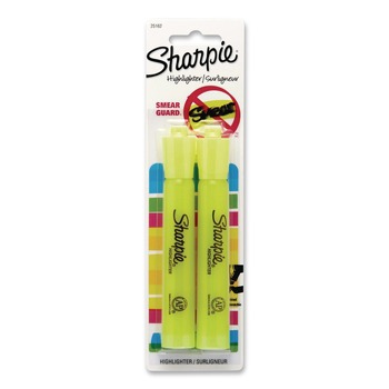 Sharpie Tank-Style Chisel Tip Highlighters - Fluorescent Yellow Ink/Yellow Barrel (2/Pack)