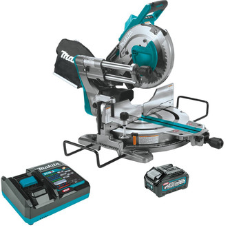 Makita GSL03M1 40V Max XGT Brushless Lithium-Ion 10 in. Cordless AWS Capable Dual-Bevel Sliding Compound Miter Saw Kit (4 Ah)