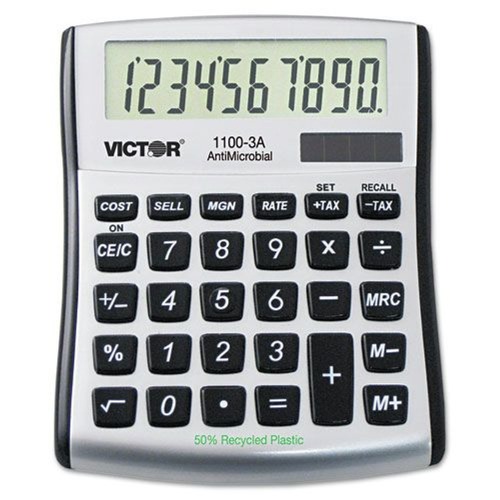  | Victor 1100-3A Antimicrobial Compact 10-Digit Desktop Calculator - Gray/Black image number 0