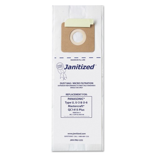 Bags and Filters | Janitized JAN-PAU-2(3) Vacuum Filter Bags Designed to Fit Panasonic Upright Type U (36/Carton) image number 0