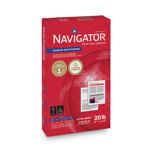 Cleaning & Janitorial Supplies | Navigator NMP1420 97 Bright 20 lbs. Bond Weight 8.5 in. x 14 in. Premium Multipurpose Copy Paper - White (10/Carton) image number 0