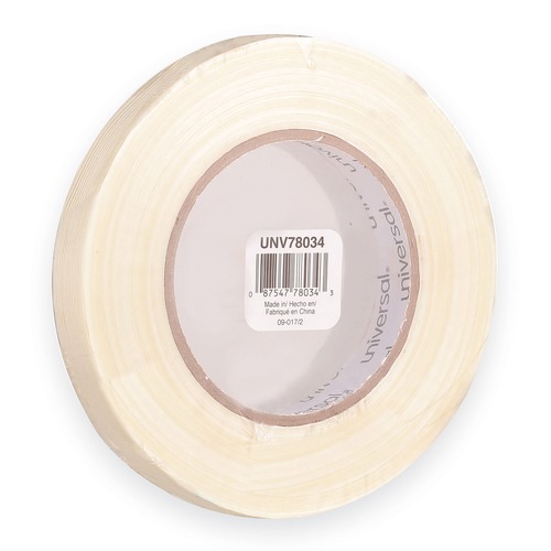 Office Jansan | Universal UNV78034 18 mm x 54.8 m 3 in. Core 190# Medium Grade Filament Tape - Clear (1-Roll) image number 0