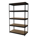 Office Filing Cabinets & Shelves | Alera 26111 48 in. x 24 in. x 84 in. 5-Shelf Steel Shelving Unit with Particleboard Shelves - Black image number 1