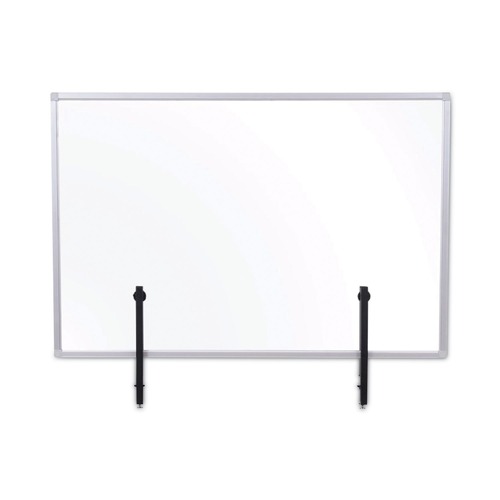 Office Furniture Accessories | MasterVision GL08019101 Protector Series 47.2 in. x 0.16 in. x 35.4 in. Glass Aluminum Desktop Divider - Clear (1/Carton) image number 0