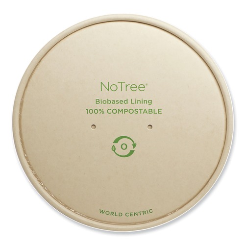 Food Service | World Centric BOL-NT-24W 5.9 in. Diameter Paper Lids for Bowls - Natural (300/Carton) image number 0