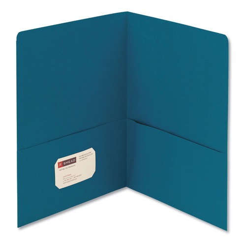  | Smead 87867 100 Sheet Capacity 11 in. x 8.5 in. Two-Pocket Folder Textured Paper - Teal (25/Box) image number 0