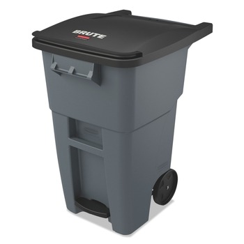 Rubbermaid Commercial 50 Gallon Brute Step-On Rollouts - Metal/Plastic, Gray