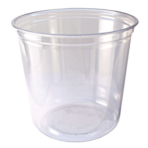 Food Trays, Containers, and Lids | Fabri-Kal 000000000009501036 24 oz 4.6 in. Diameter x 3.6 in. Height Plastic Recycleware Round Deli Container - Clear (500/Carton) image number 0