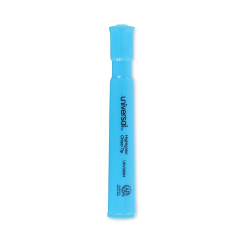 Mothers Day Sale! Save an Extra 10% off your order | Universal UNV08864 Fluorescent Ink Chisel Tip Desk Highlighters - Blue (1 Dozen) image number 0
