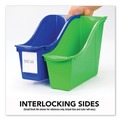 Office Jansan | Storex 70105U06C 4.75 in. x 12.63 in. x 7 in. Interlocking Book Bins with Clear Label Pouches - Assorted Colors (5/Pack) image number 4