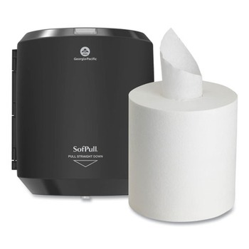 Georgia Pacific Professional 58204B SofPull 9.63 in. x 8.88 in. x 10.94 in. CenterPull Hand Towel Dispenser - Black