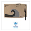 Cutlery | Boardwalk BWKFORKHWPSBIW Heavyweight Wrapped Polystyrene Plastic Fork Cutlery - Black (1000/Carton) image number 4